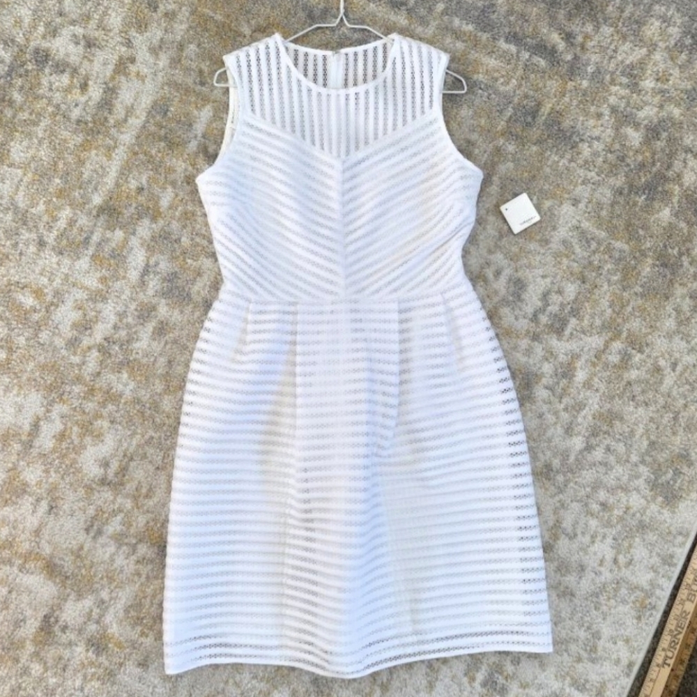 NWT Halogen White Eyelet Textured Midi Dress Large